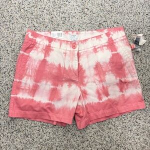 Crown & Ivy Caroline Shorts Womens 12 Pink White Tie Dye 5" Inseam Preppy Boho